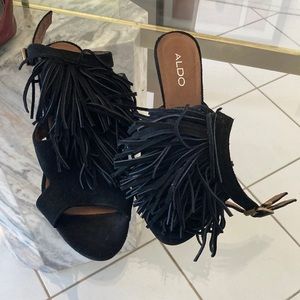 ALDO Ankle Strap Booties Black and Tan